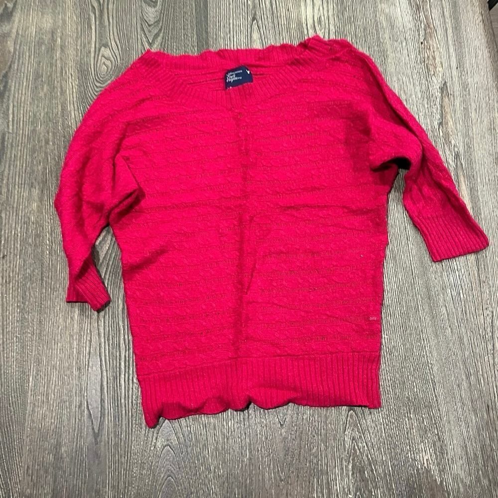 American Eagle Outfitters 3/4 Sleeve Sweater Open Knit Boat Neck Red Size L